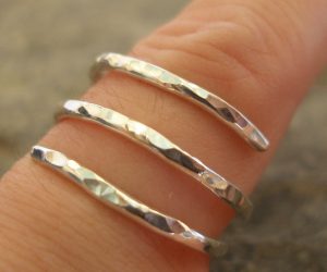 3 Strand Sterling Silver Hammered Ring