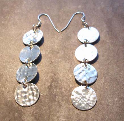 Silver Textured Circle Coin Earrings