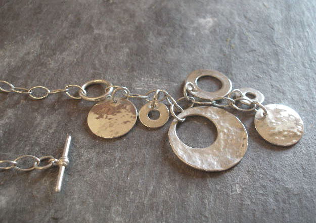 Large Sterling Silver Circles Bracelet or Necklace. Textured and unique. Choose your design and size.  Replace your memories.