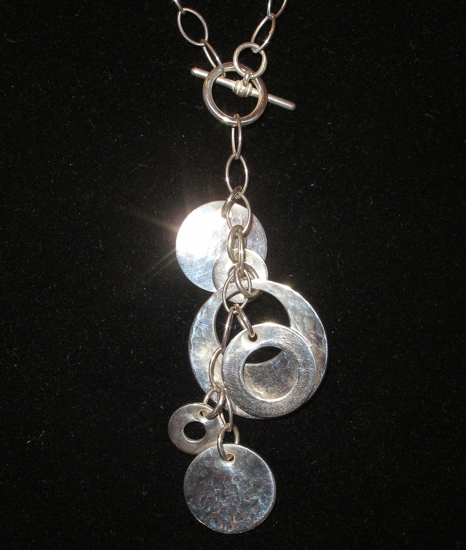 Sterling Silver Hammered Circles Bracelet or Necklace