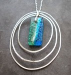 3 Textured Silver Ovals with turquoise stone