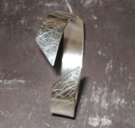 etched silver angle bangle