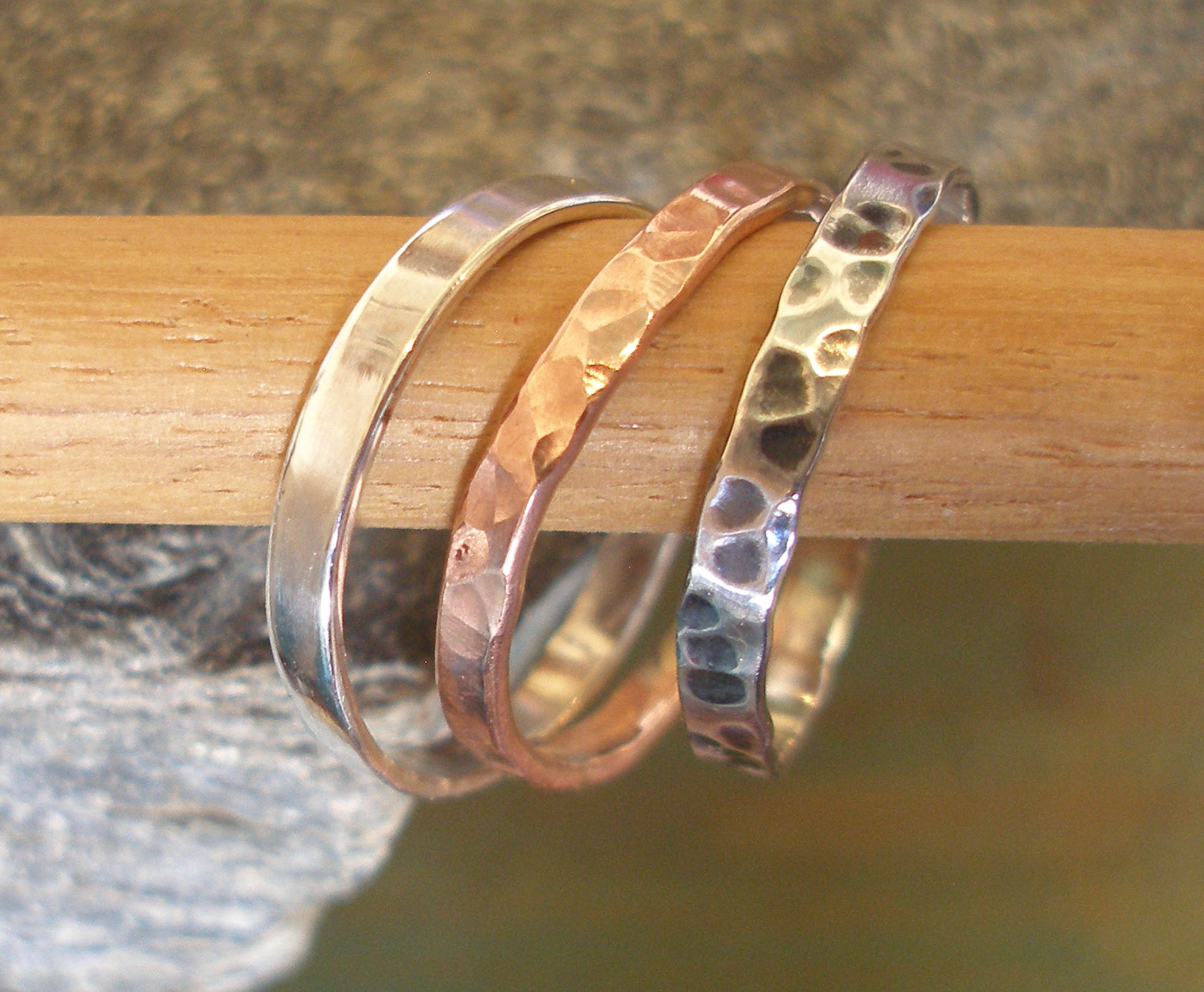 3 Stackable Rings in Silver and Copper or in 9ct Gold