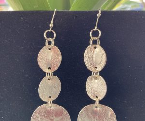 Silver Dangle Oval Earrings