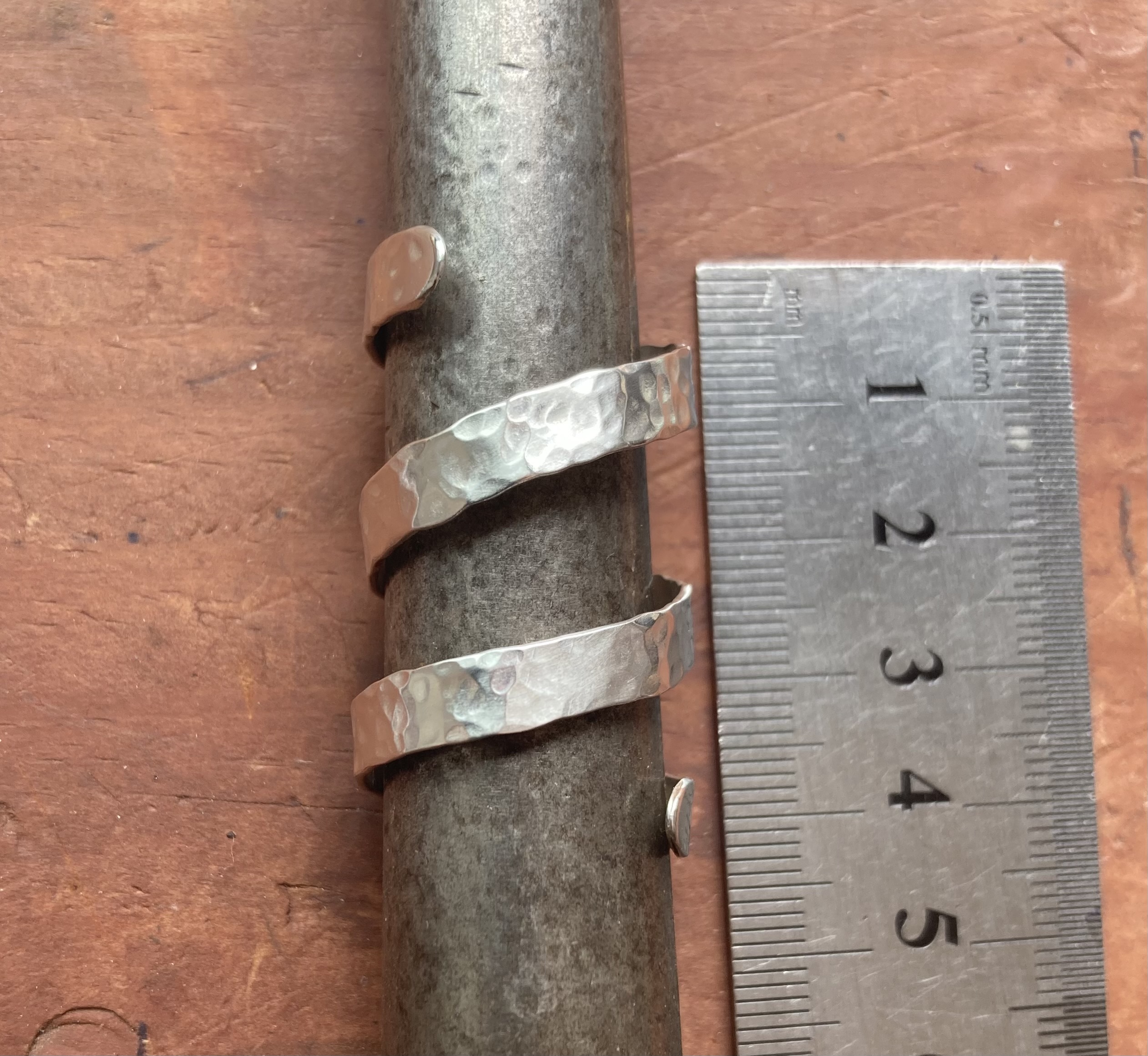 3-strand Sterling Silver Thick Spiral Thumb Ring. Hammered - Image 3