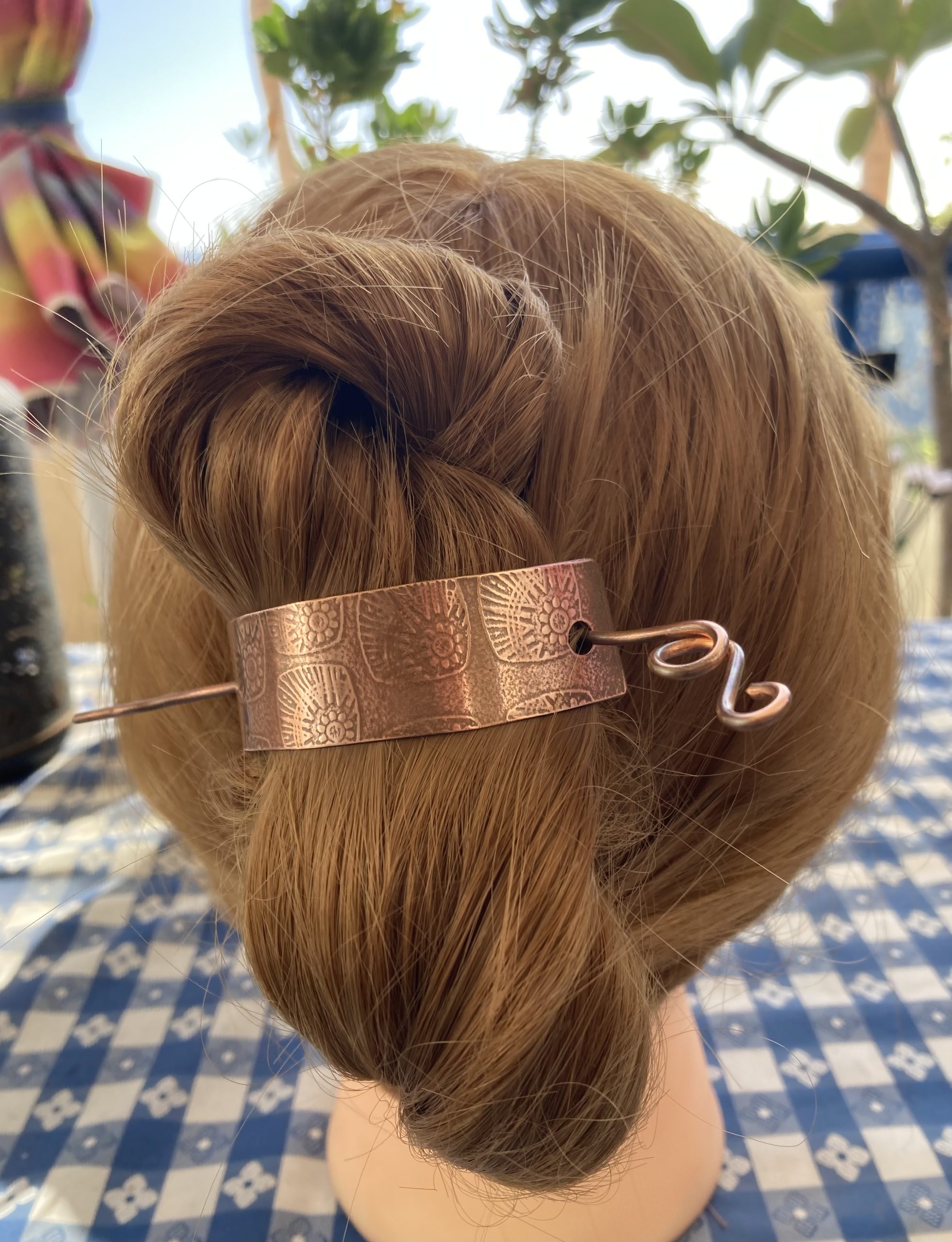 Sterling Silver or Copper Hair Barrette, Pin, Bun holder, Ponytail/Bun cuff. In any width or length - Image 7