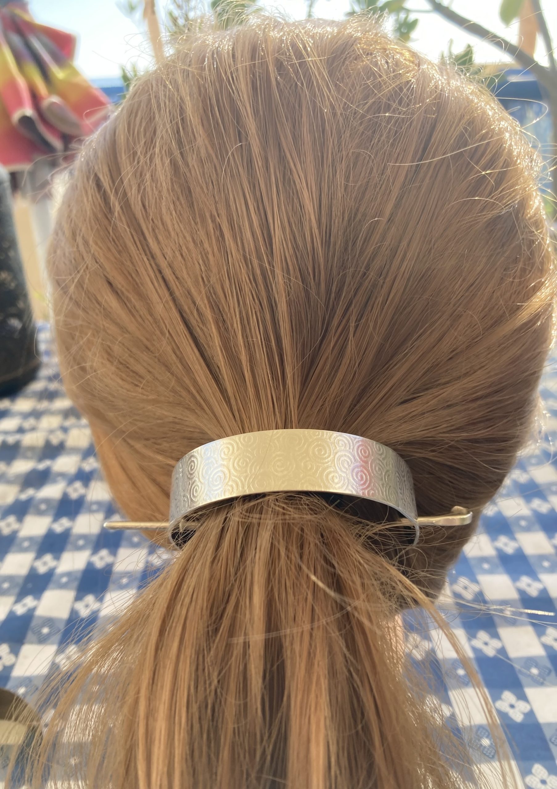 Sterling Silver or Copper Hair Barrette, Pin, Bun holder, Ponytail/Bun cuff. In any width or length - Image 3