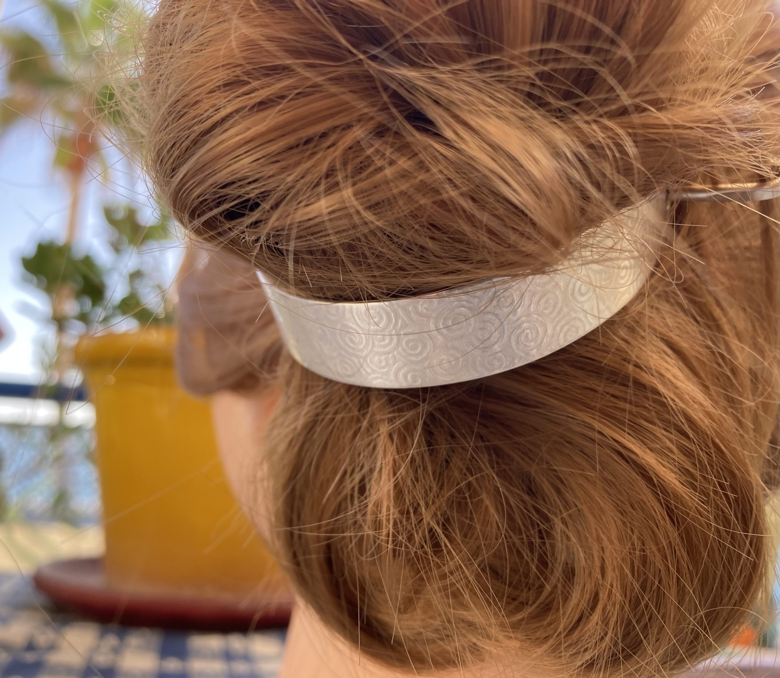 Sterling Silver or Copper Hair Barrette, Pin, Bun holder, Ponytail/Bun cuff. In any width or length - Image 4