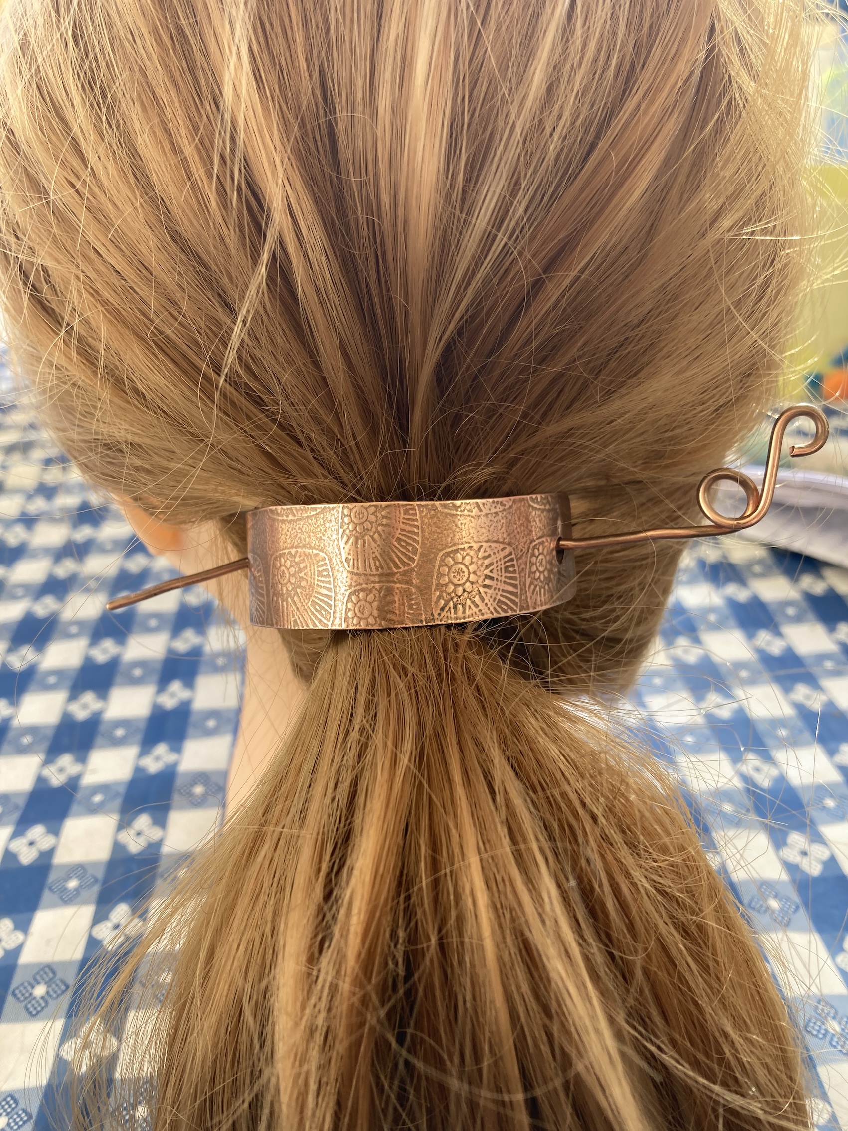 Sterling Silver or Copper Hair Barrette, Pin, Bun holder, Ponytail/Bun cuff. In any width or length - Image 8