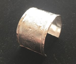 battered cuff bangle sterling silver