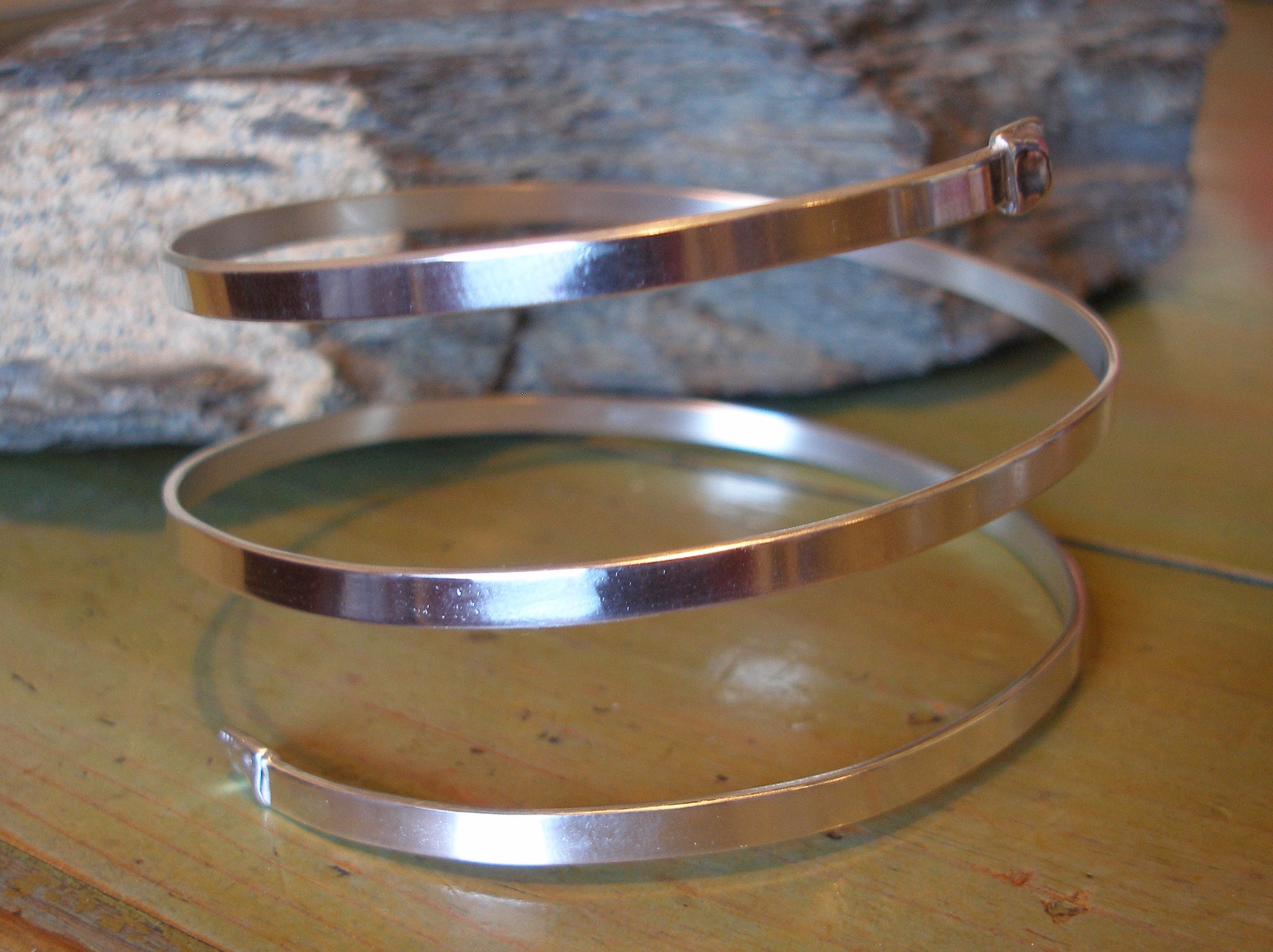 3 strand Thick Silver Bangle