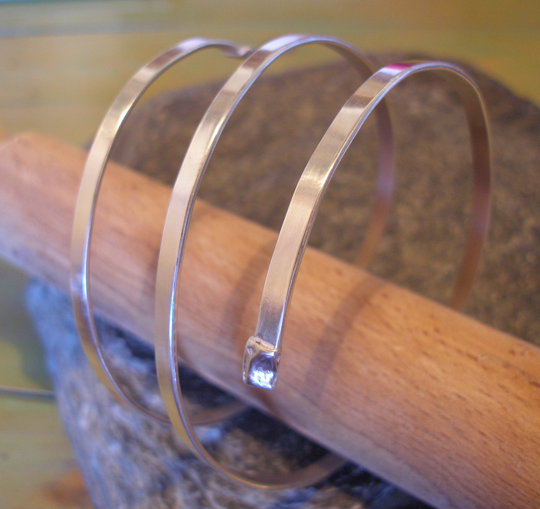 3 strand Thick Silver Bangle