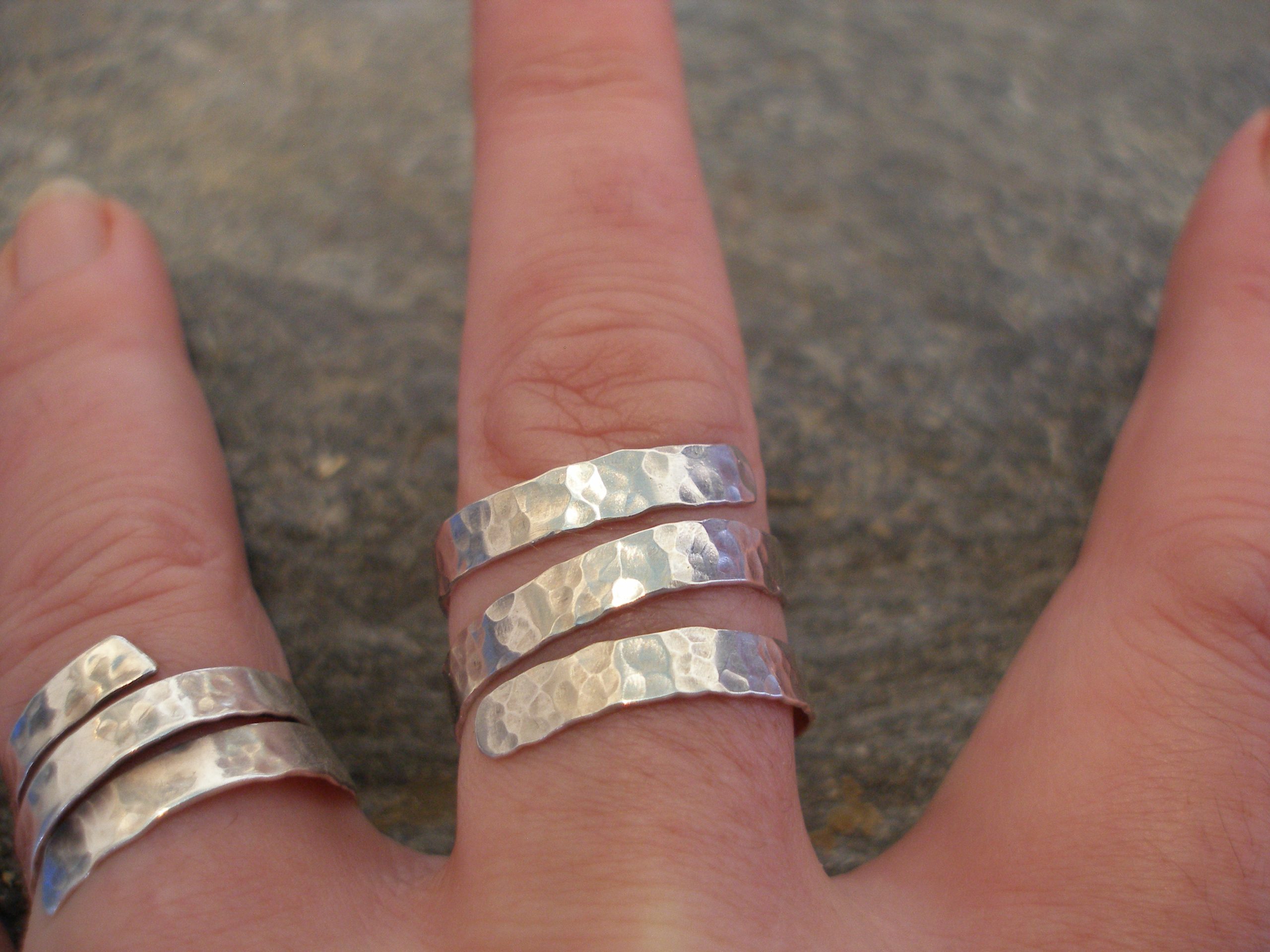 3-strand Sterling Silver Thick Spiral Hammered Ring. Or in 9ct Gold - Image 4