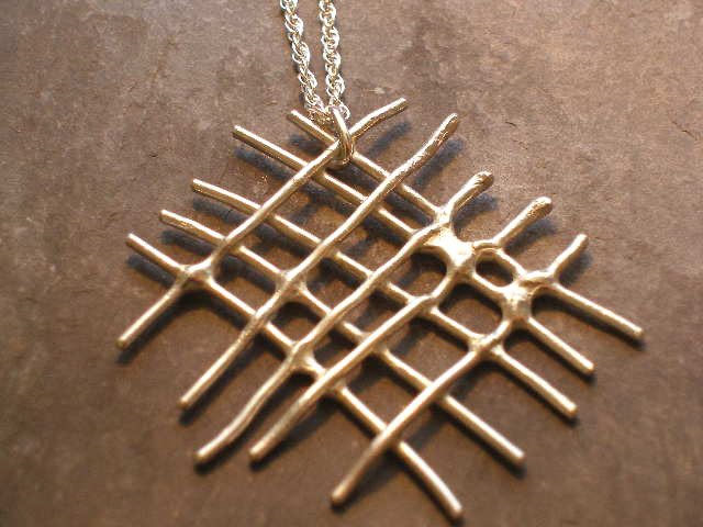 Sterling Silver Large Mesh Pendant Necklace, on silver chain - Image 3