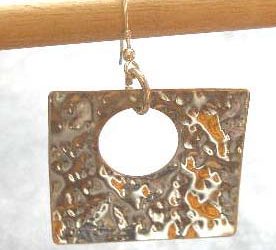 Hammered Sterling Silver Square Earrings