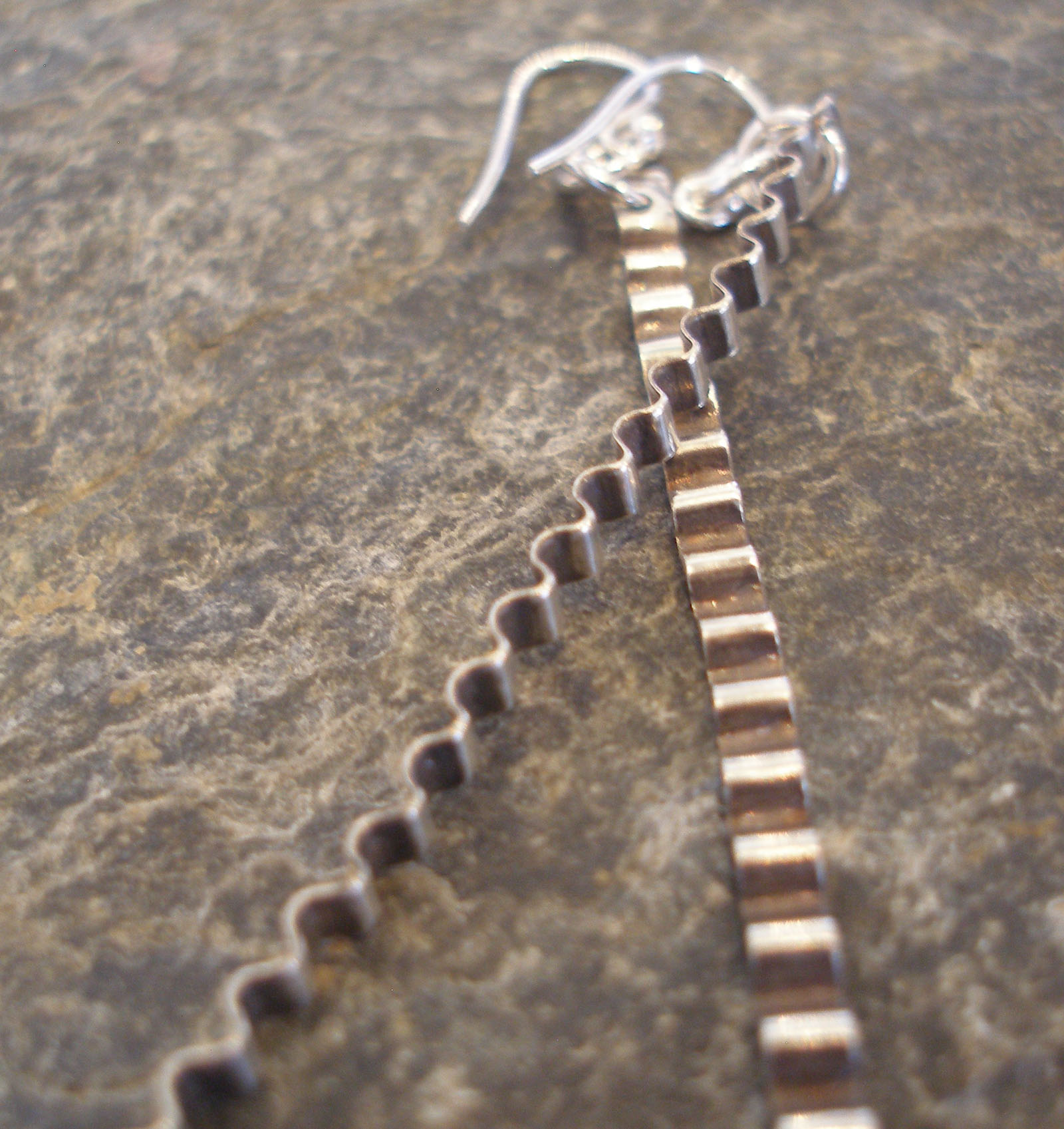 Sterling Silver Corrugated Rippled Long Dangle Earrings
