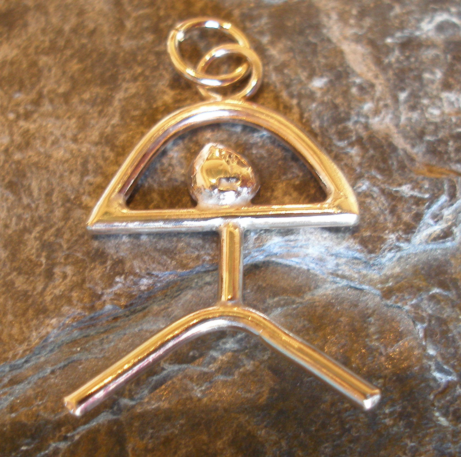 9ct Yellow Gold Indalo Man Pendant in 2 sizes. El Indalo or Almeria Man. Made in Spain.