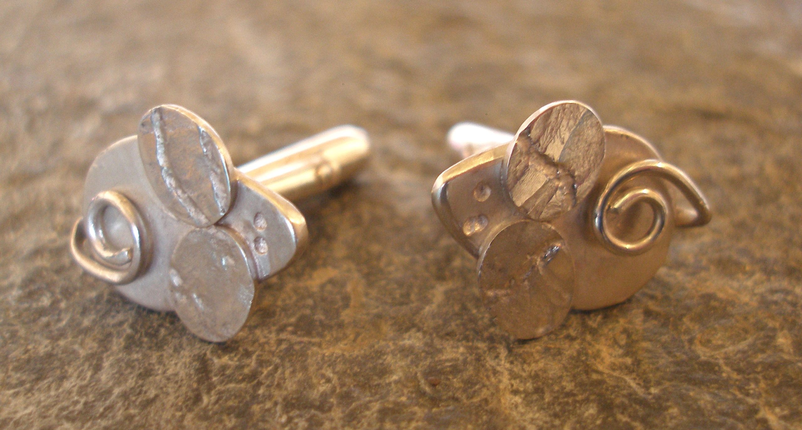 Sterling Silver Textured Mouse Cufflinks