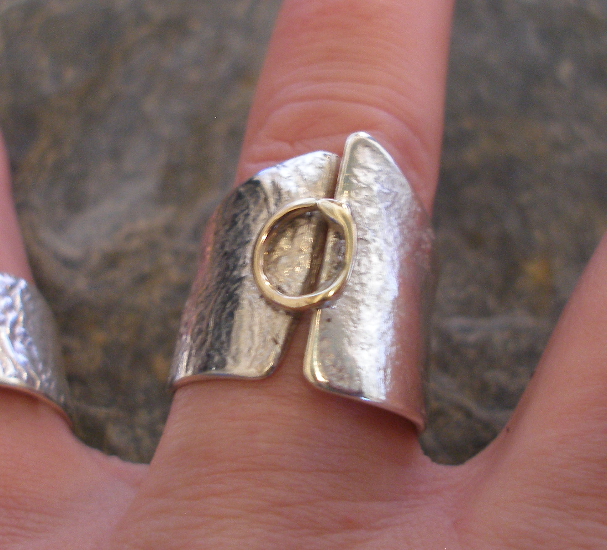 Undulating Silver and 9ct Gold Ring