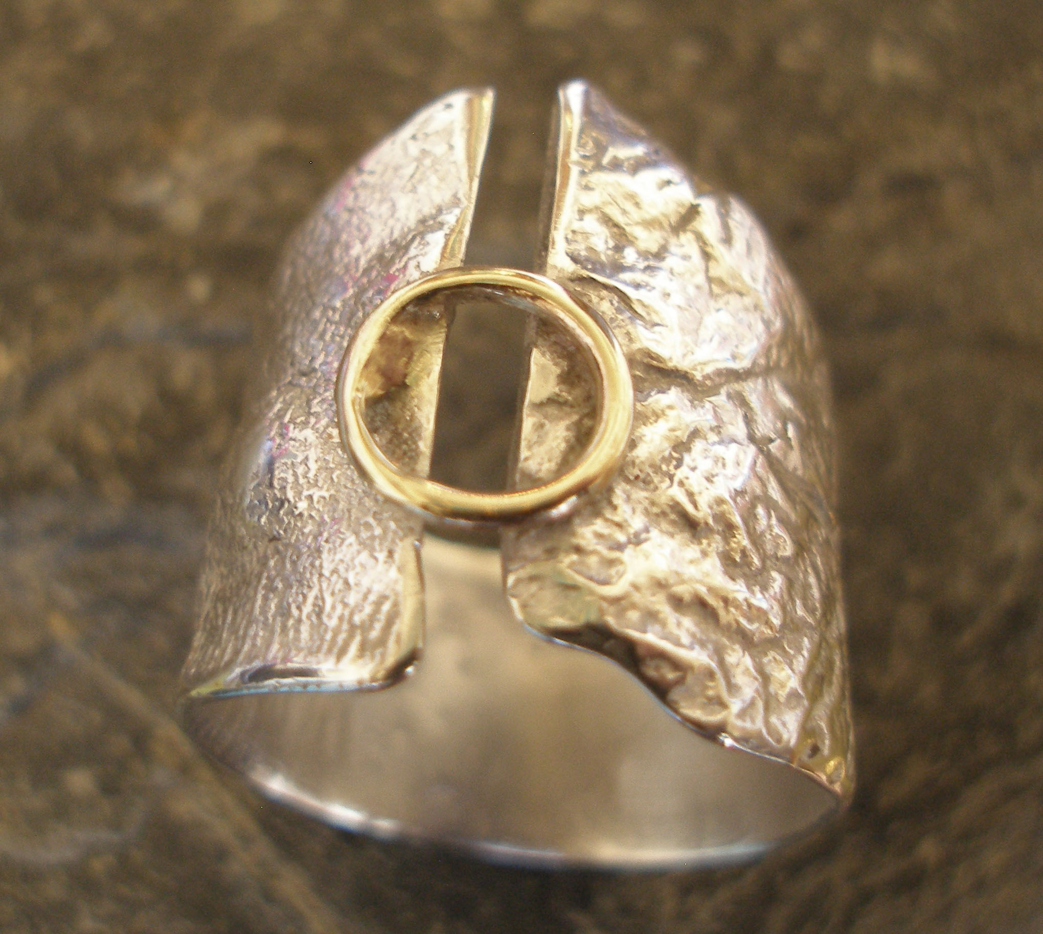 Undulating Silver and 9ct Gold Ring